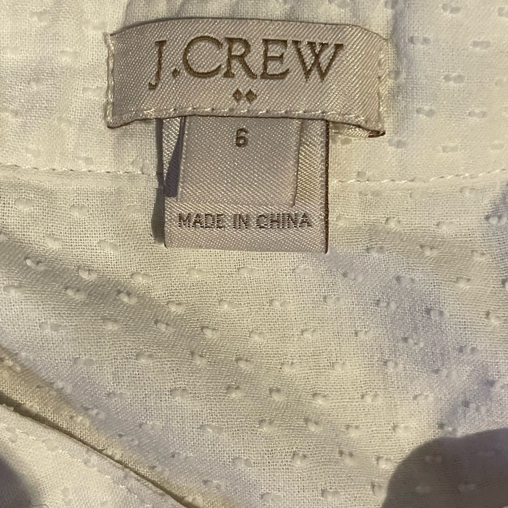 J. Crew Embroidered Swiss-Dot Tank White 100% Cotton Size: 6 - Picture 5 of 7